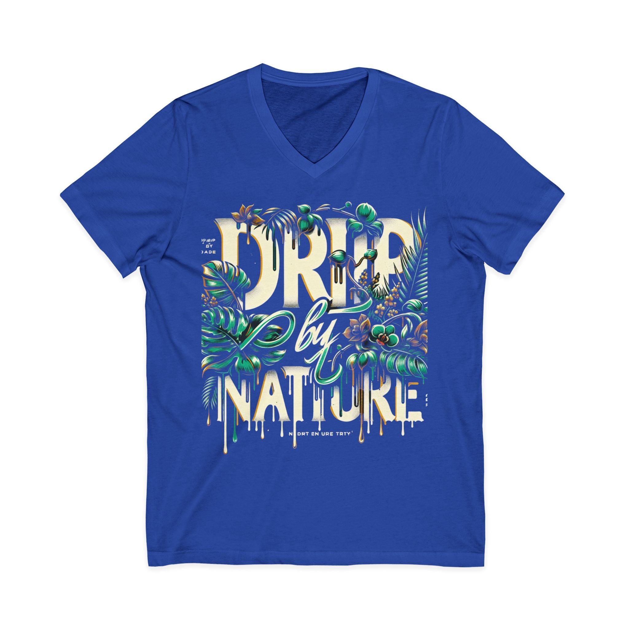 Tropical V-Neck Tee - 'Draped by Nature' Graphic, Eco-Friendly Shirt for Nature Lovers, Summer Style, Gift for Friends, Vacation Wear