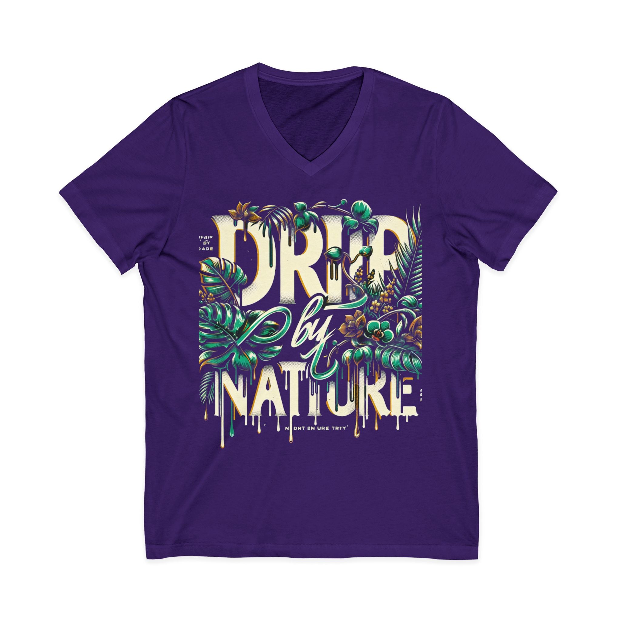 Tropical V-Neck Tee - 'Draped by Nature' Graphic, Eco-Friendly Shirt for Nature Lovers, Summer Style, Gift for Friends, Vacation Wear