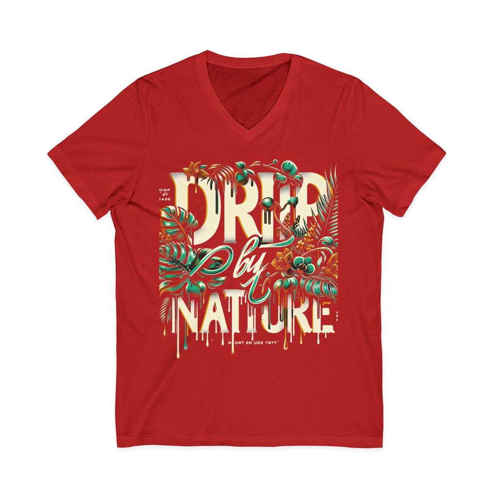 Tropical V-Neck Tee - 'Draped by Nature' Graphic, Eco-Friendly Shirt for Nature Lovers, Summer Style, Gift for Friends, Vacation Wear