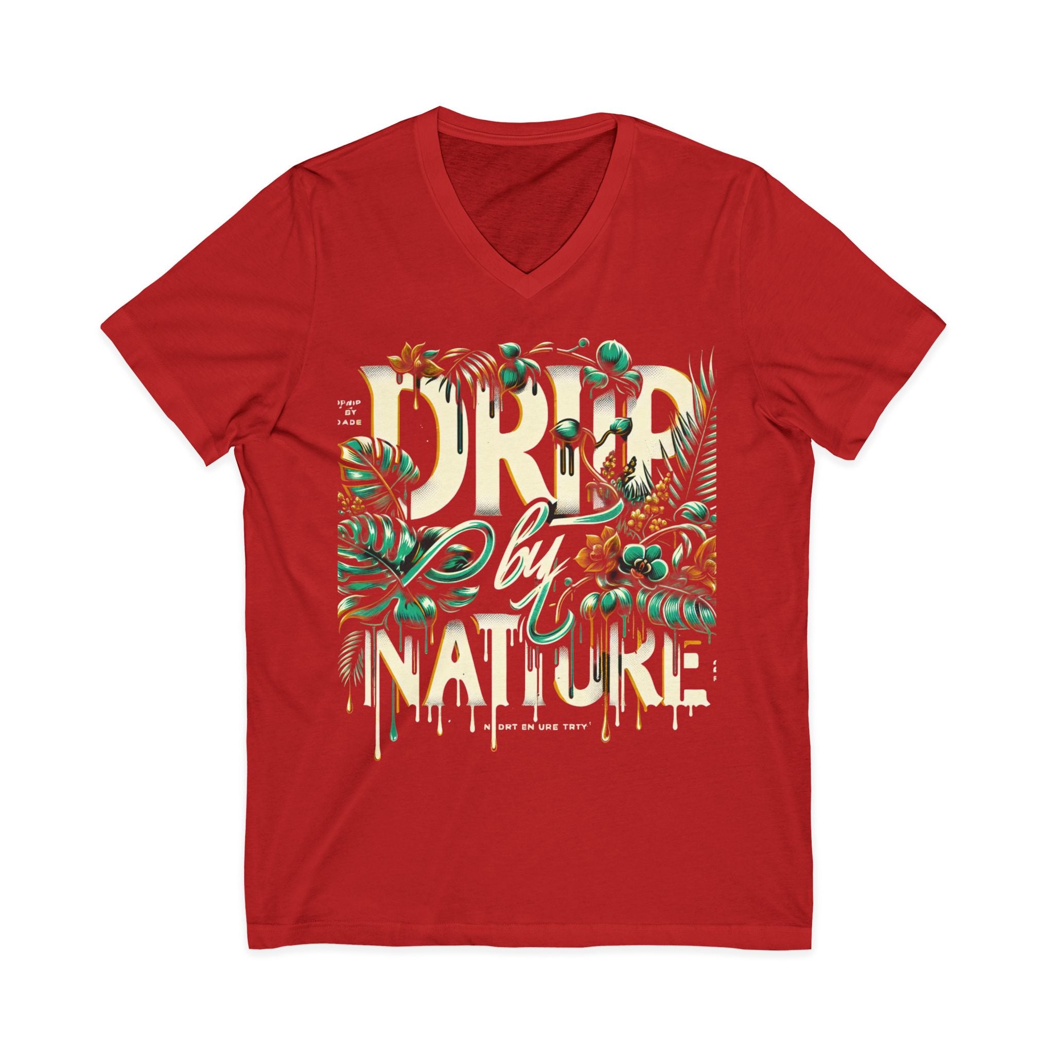 Tropical V-Neck Tee - 'Draped by Nature' Graphic, Eco-Friendly Shirt for Nature Lovers, Summer Style, Gift for Friends, Vacation Wear