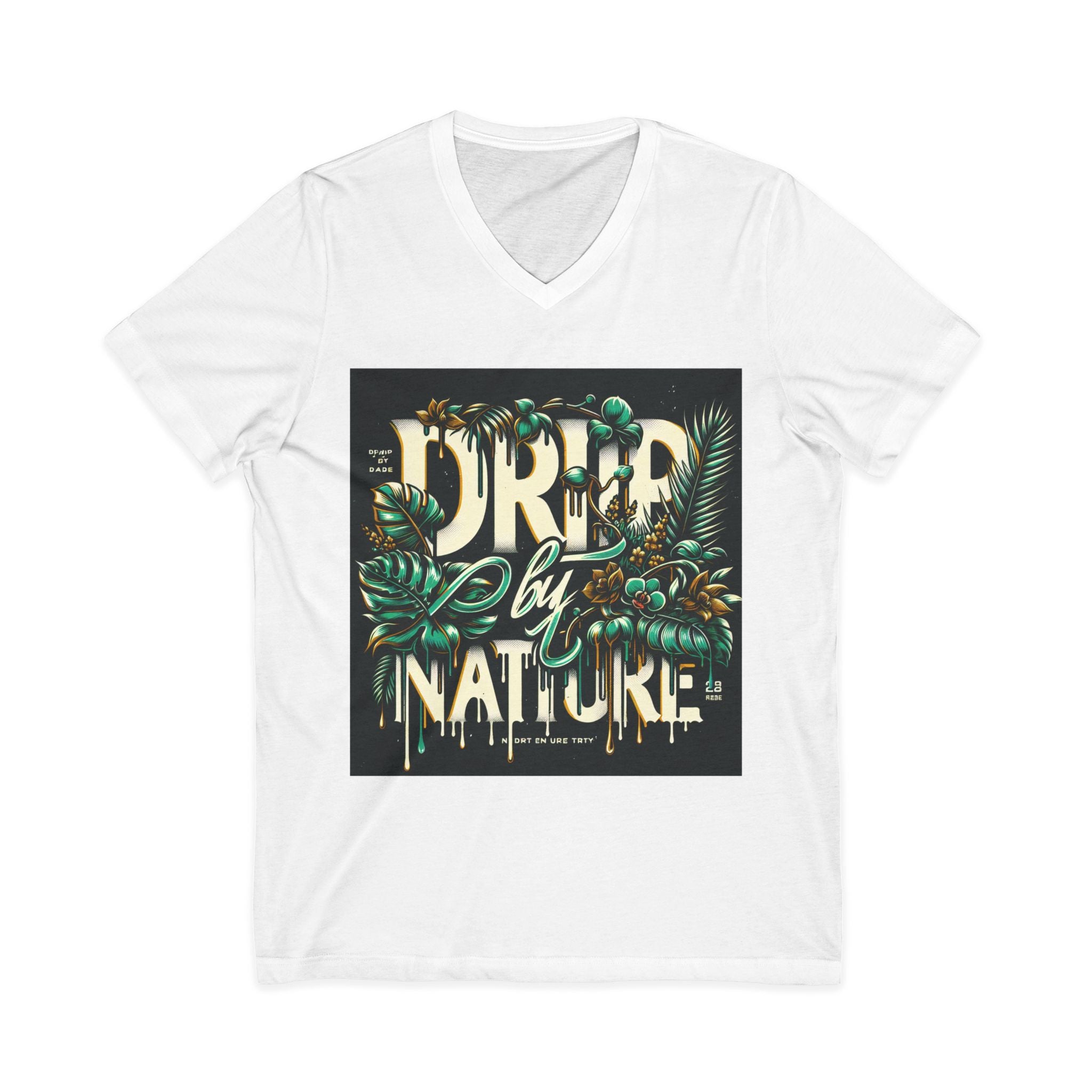 Tropical V-Neck Tee - 'Draped by Nature' Graphic, Eco-Friendly Shirt for Nature Lovers, Summer Style, Gift for Friends, Vacation Wear