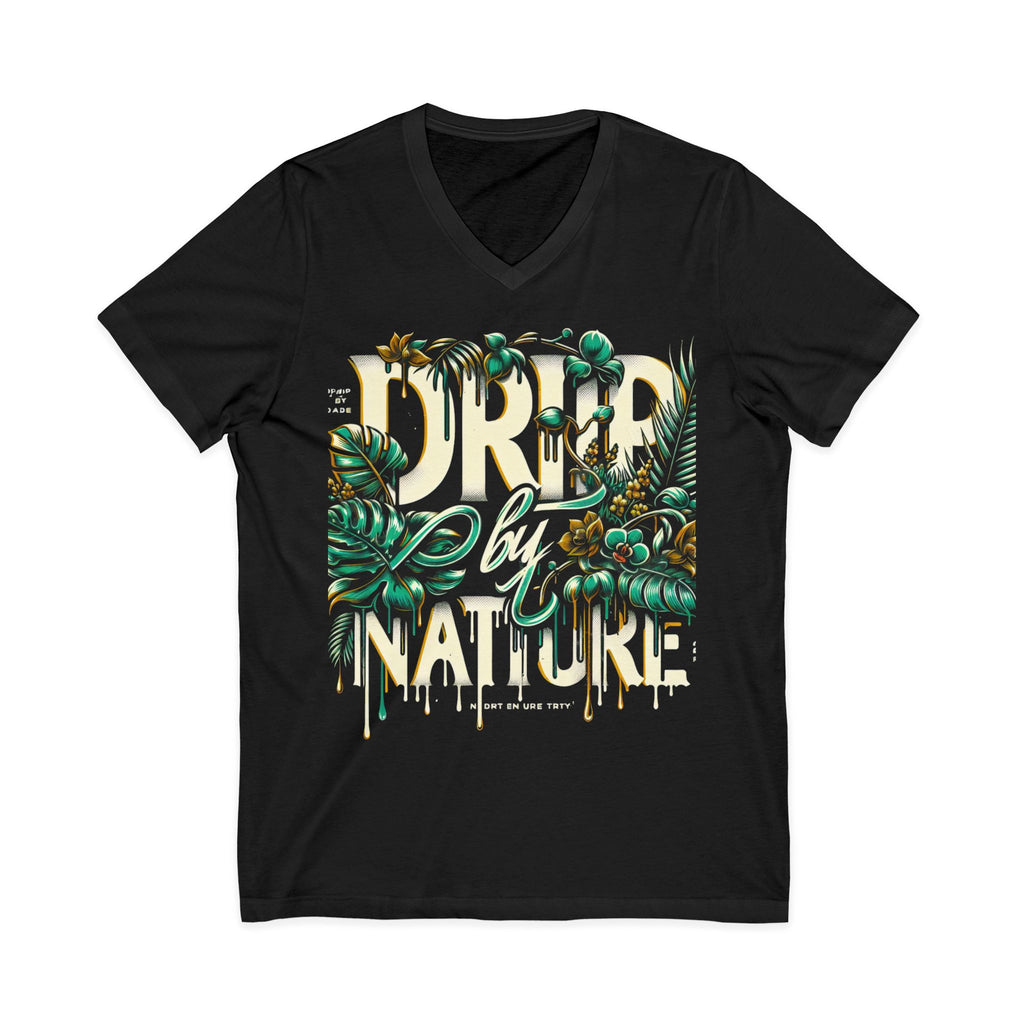 Tropical V-Neck Tee - 'Draped by Nature' Graphic, Eco-Friendly Shirt for Nature Lovers, Summer Style, Gift for Friends, Vacation Wear