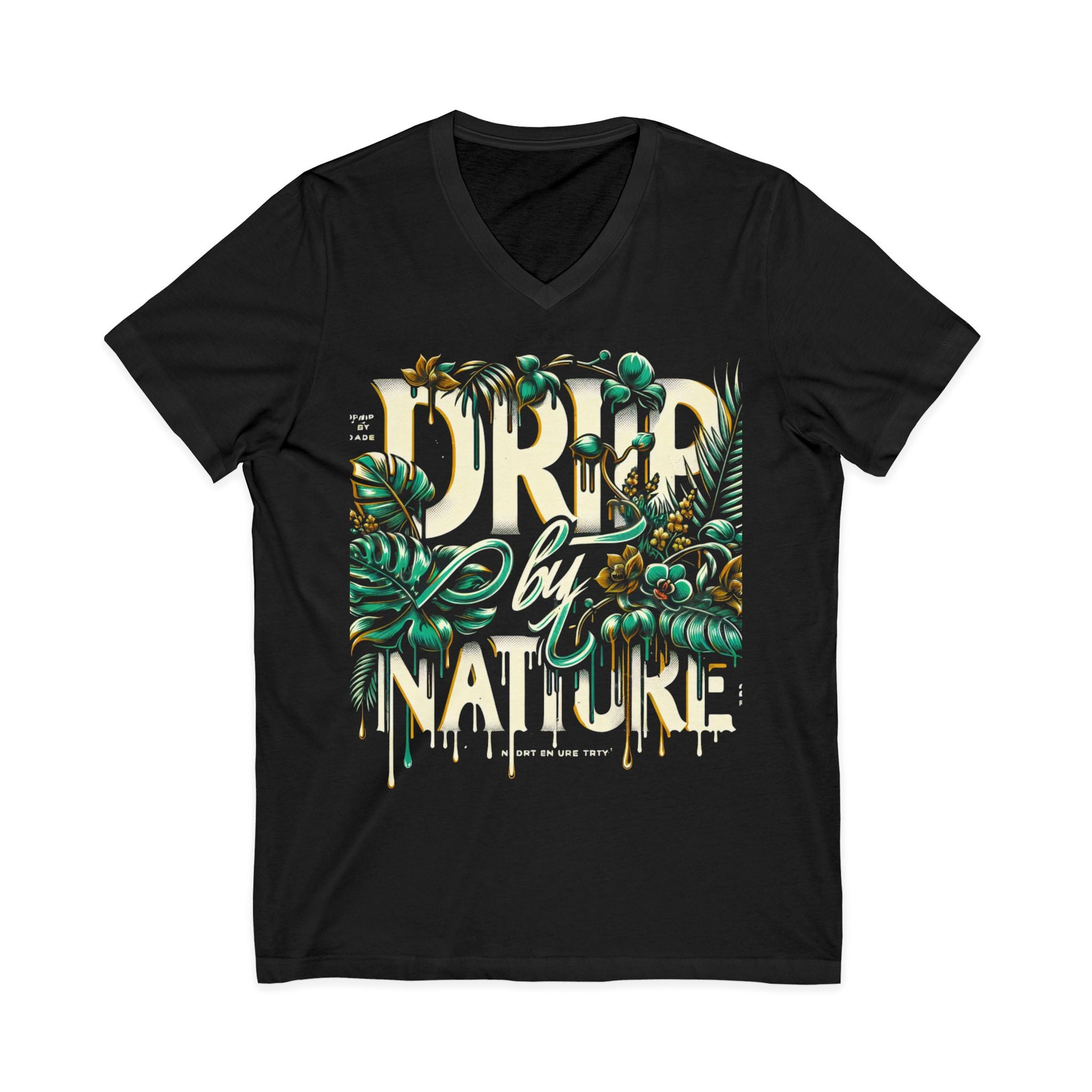 Tropical V-Neck Tee - 'Draped by Nature' Graphic, Eco-Friendly Shirt for Nature Lovers, Summer Style, Gift for Friends, Vacation Wear